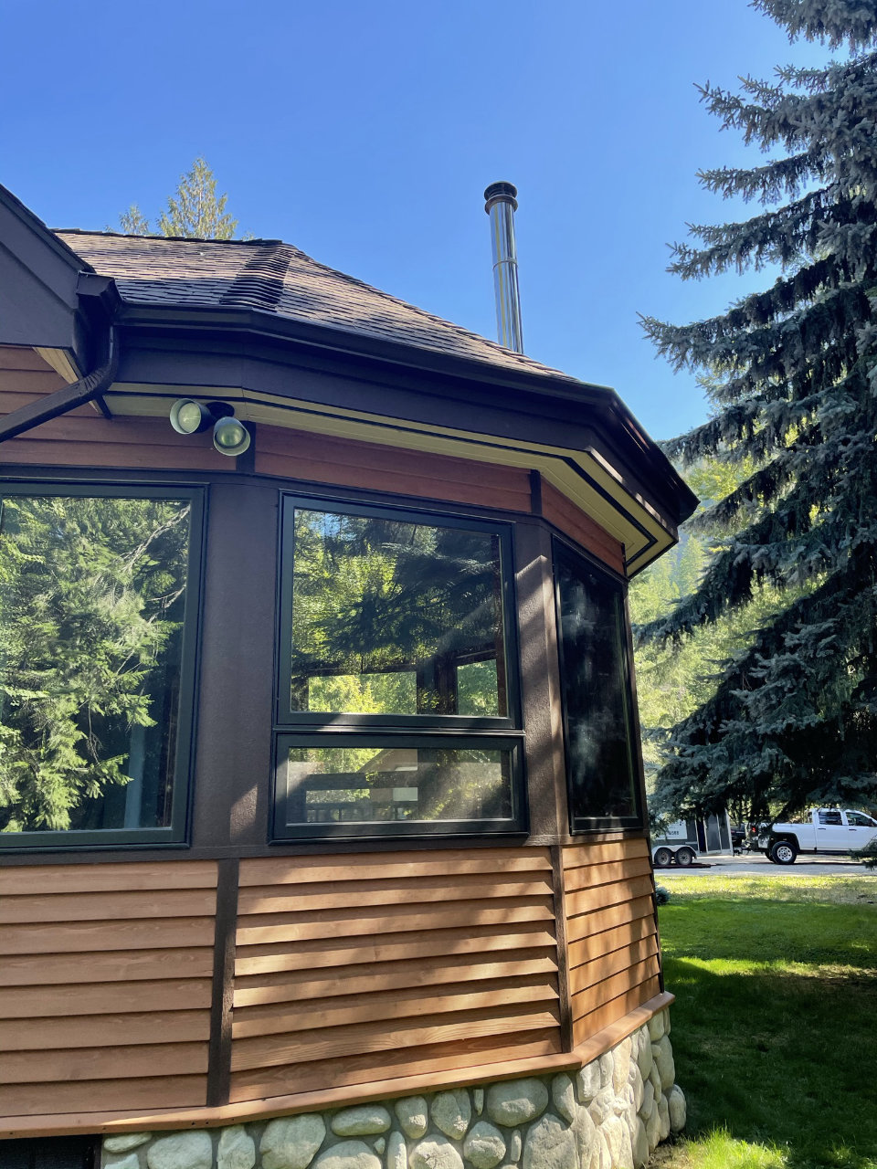 Completed gutter installation on home exterior