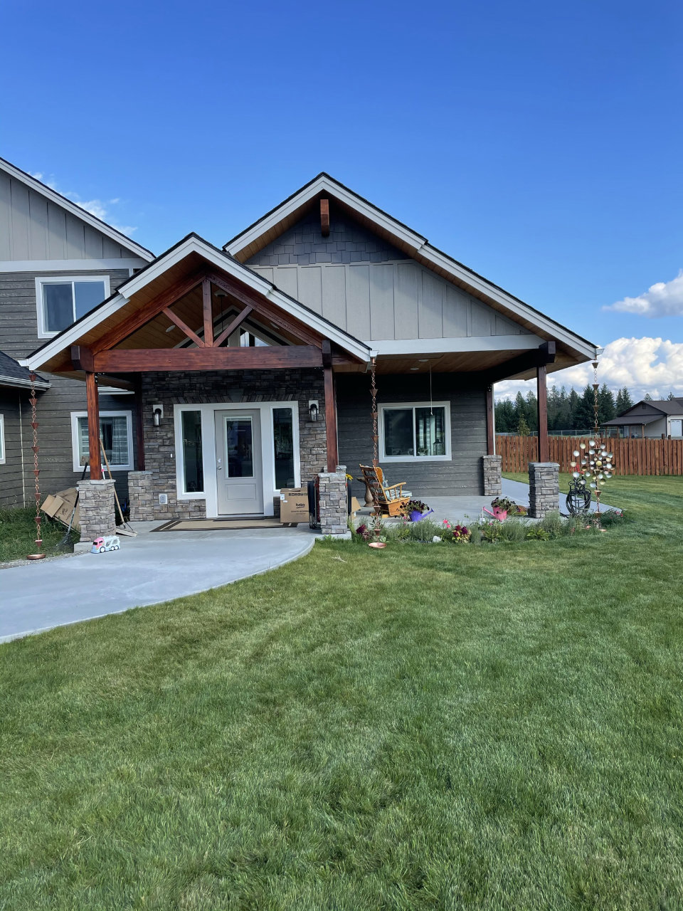 Residential gutter installation along roof edge